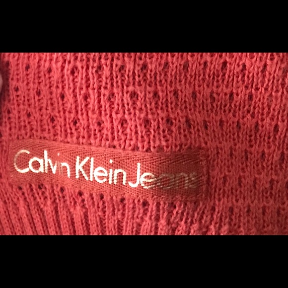 Calvin Klein Sweater XL Full Zip Hooded Knit Burnt Orange Cotton - Picture 7 of 10